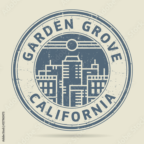 Grunge rubber stamp or label with text Garden Grove, California