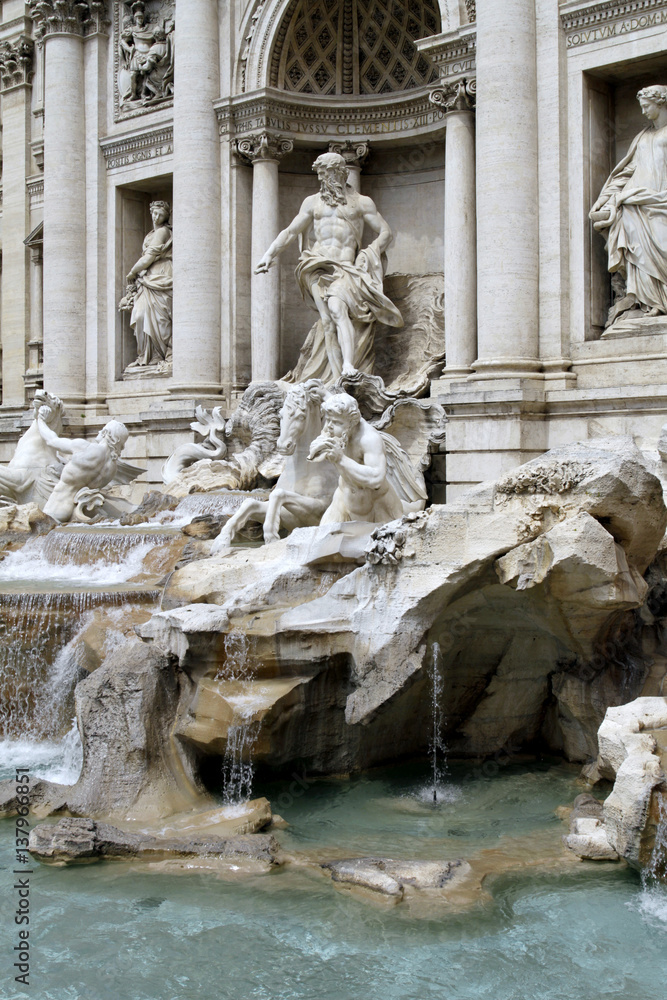 The famous Trevi Fountain in Rome, Italy, Europe