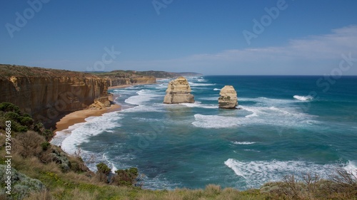 Coast along Great Ocean Road facing Southern Ocean in Victoria, Australia