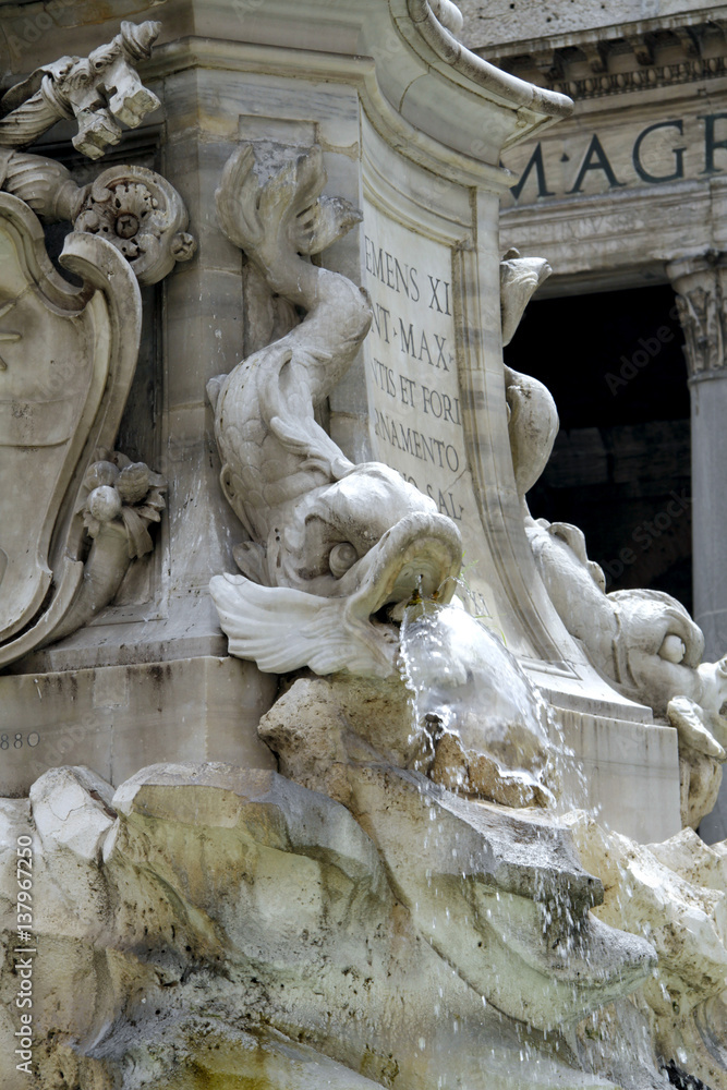 Italy, Rome, fountain near Pantheo, Piazza della Rotonda