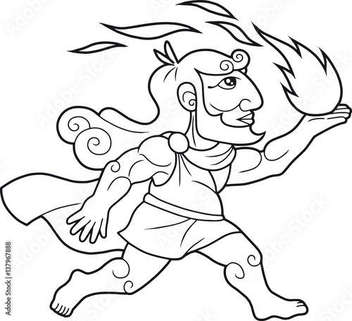 Greek god Prometheus brings fire people

