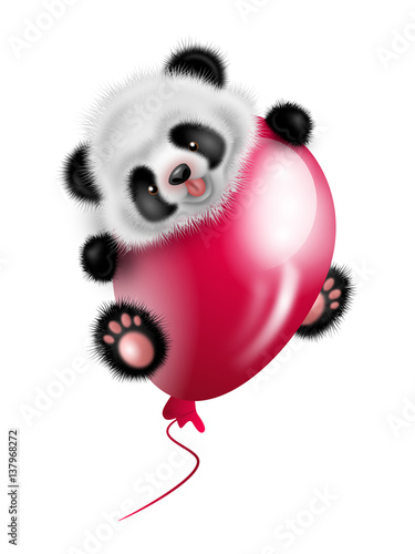 Fototapeta Naklejka Na Ścianę i Meble -  Panda bear with balloon