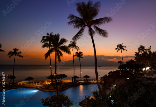 Hawai resort at sunset