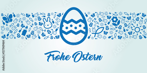 elegante und schlichte Design Grußkarte zu Ostern mit Icons und Frohe Ostern