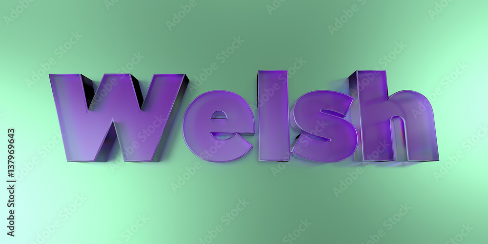 Welsh - colorful glass text on vibrant background - 3D rendered royalty free stock image. Welsh - colorful glass text on vibrant background - 3D rendered royalty free stock image.