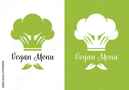 Broccoli chef cook hat for vegetarian restaurant menu
