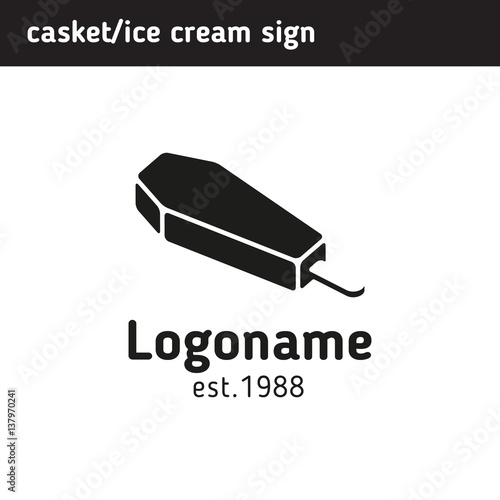 a simple sign of the coffin in the form of ice cream for your logo