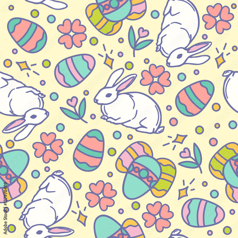 Easter seamless pattern design vector illustration.