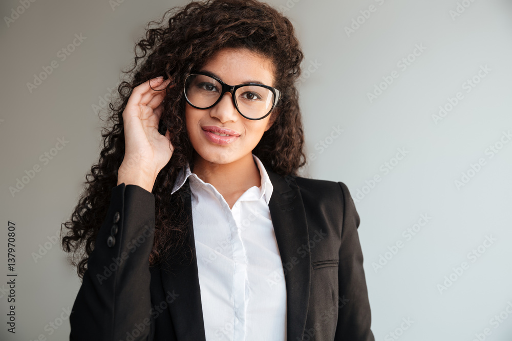 Incredible african business lady wearing glasses Incredible african business lady wearing glasses