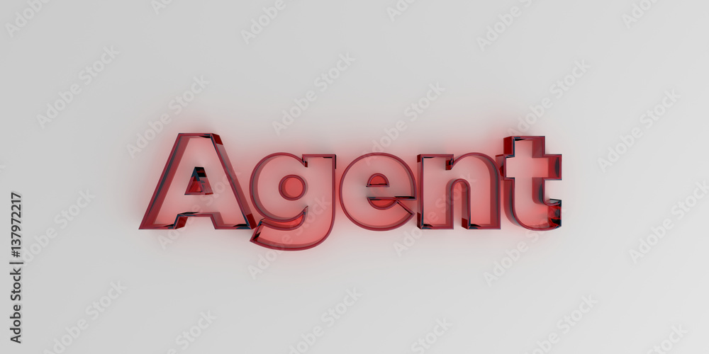 Agent - Red glass text on white background - 3D rendered royalty free stock image. Agent - Red glass text on white background - 3D rendered royalty free stock image.