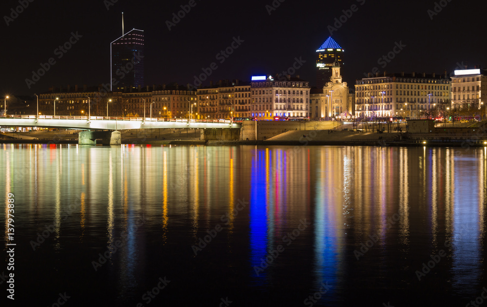 City scape Lyon by night