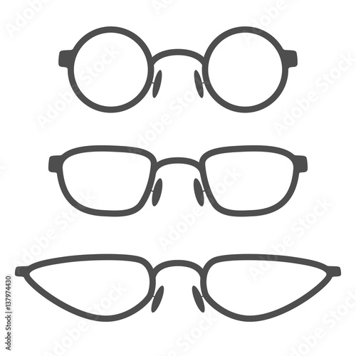 Black glasses shapes on white background