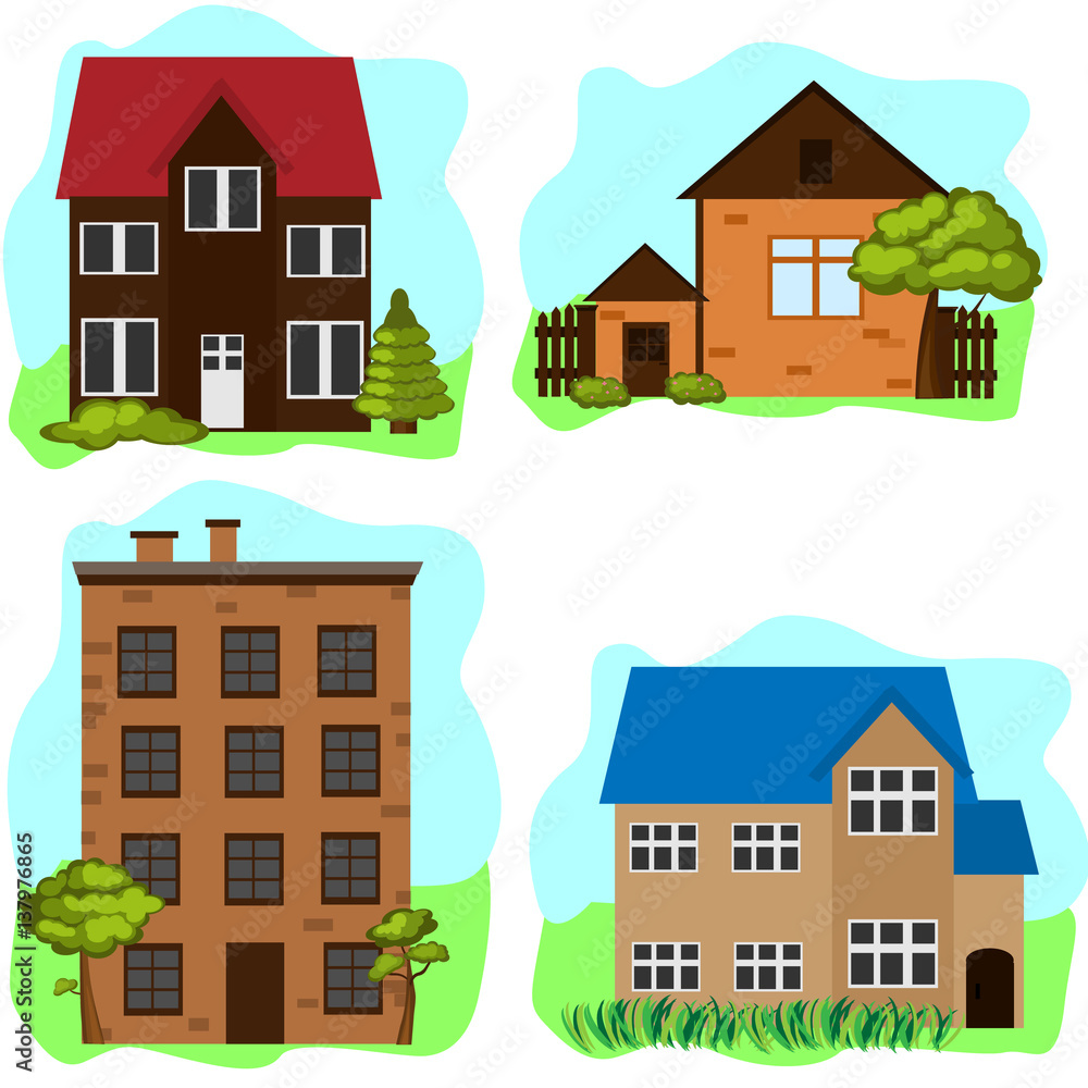 Four houses set