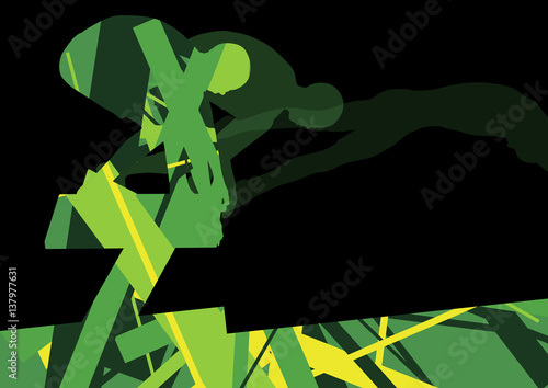 Active young swimmers diving and swimming in water sport pool silhouettes vector abstract background