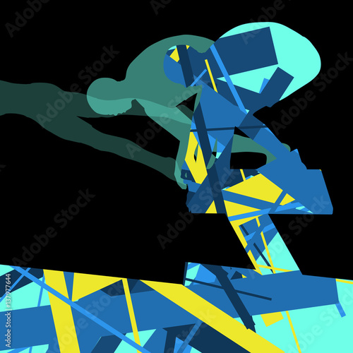 Active young swimmers diving and swimming in water sport pool silhouettes vector abstract background