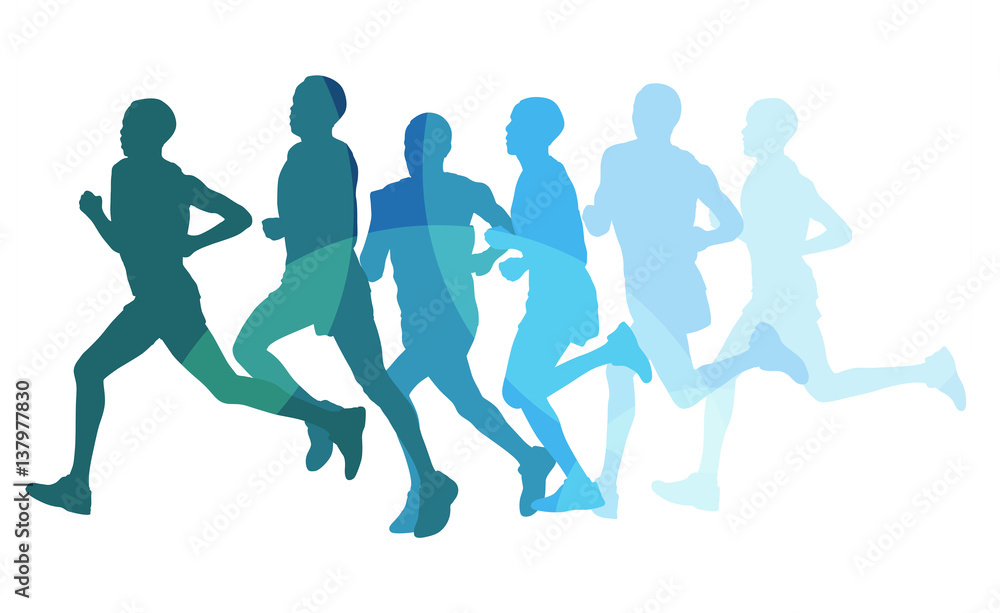 Running marathon people group vector illustration Running marathon people group vector illustration