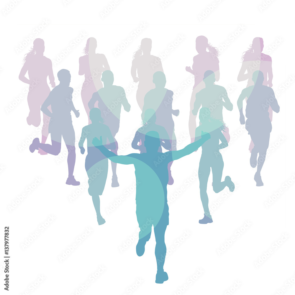 Running marathon people group vector illustration Running marathon people group vector illustration