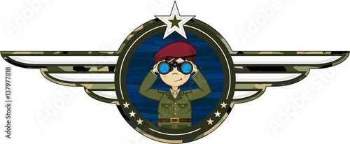 Cute Cartoon Red Beret Army Soldier