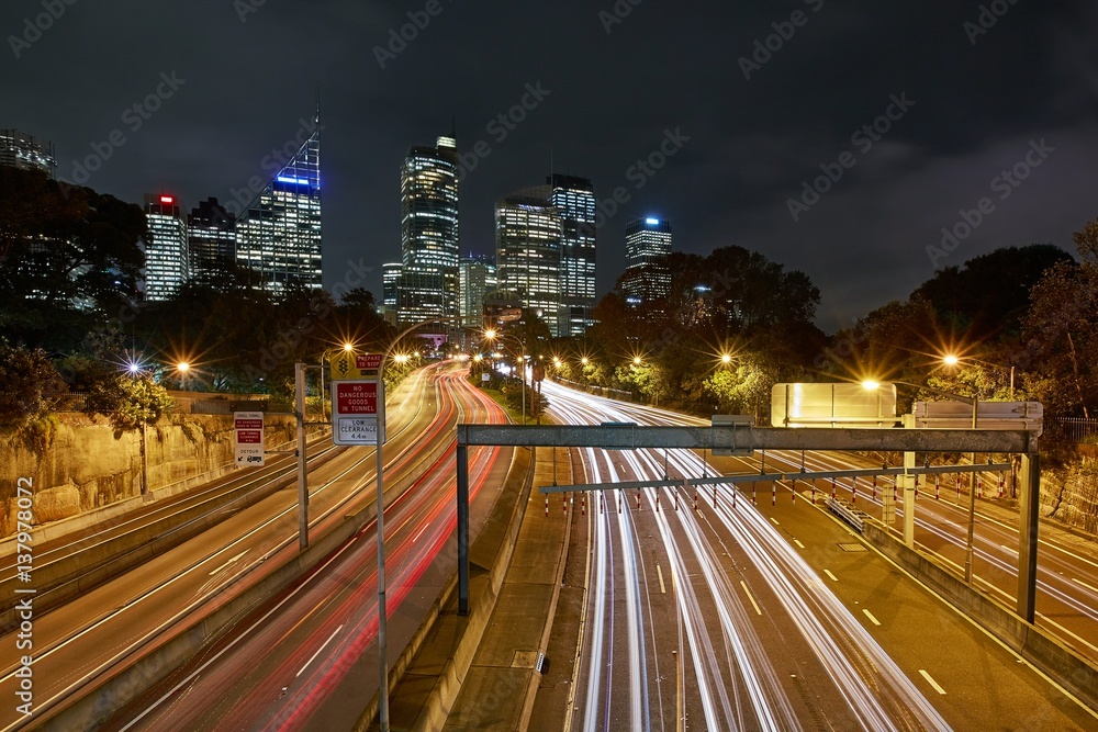Fototapeta premium Urban highway at night