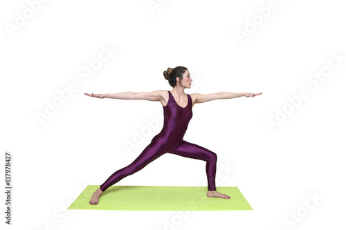Fototapeta Naklejka Na Ścianę i Meble -  Young slim woman  practicing yoga in the studio