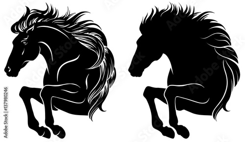 Set of clip-art of jumping horse, isolated on white