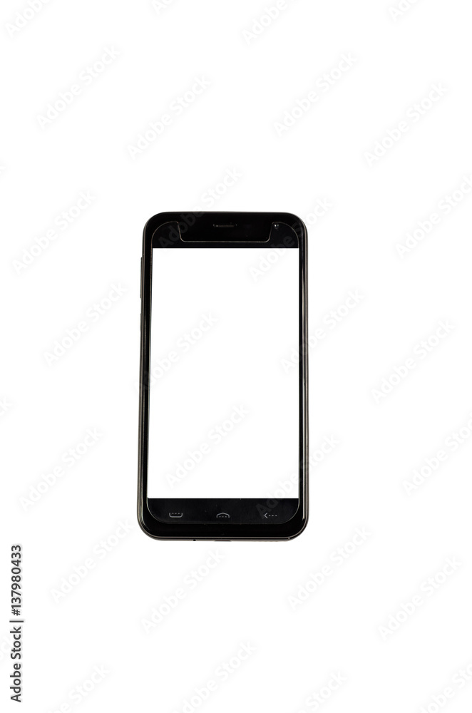 Modern smartphone with blank screen isolated on white background Modern smartphone with blank screen isolated on white background