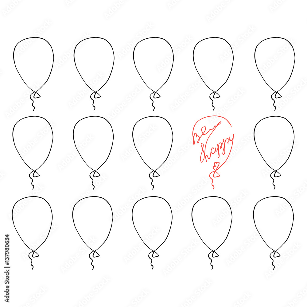 Balloons vector illustration. Black and red. Be happy. Balloons vector illustration. Black and red. Be happy.
