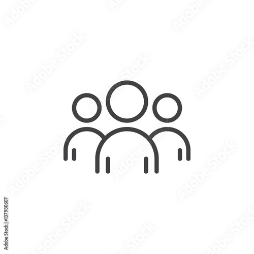 People, group, team line icon, outline vector sign, linear style pictogram isolated on white. Leader symbol, logo illustration