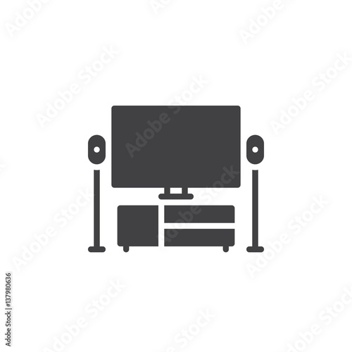 TV, home theater icon vector, filled flat sign, solid pictogram isolated on white. Symbol, logo illustration