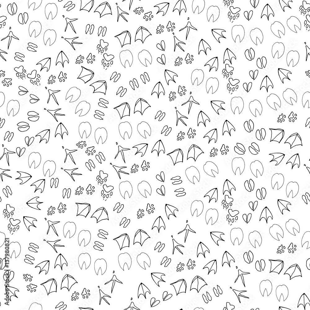 Animal vector pattern. Poultry, pet steps on a white background. Animal vector pattern. Poultry, pet steps on a white background.