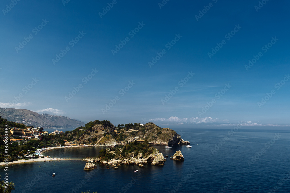Beautiful island in Mediterranean sea. Isola Bella island. Italy