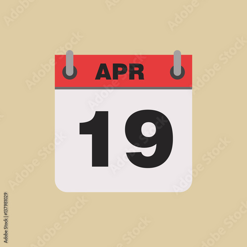 calendar flipping date time day month April simple flat vector illustration application app logo icon