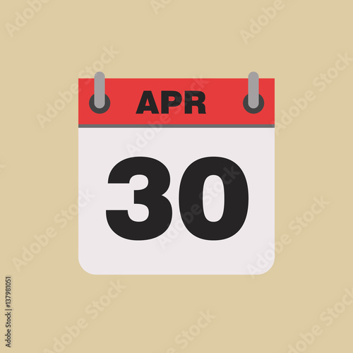 calendar flipping date time day month April simple flat vector illustration application app logo icon