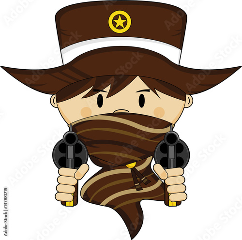 Cute Wild West Cowboy Sheriff with Guns