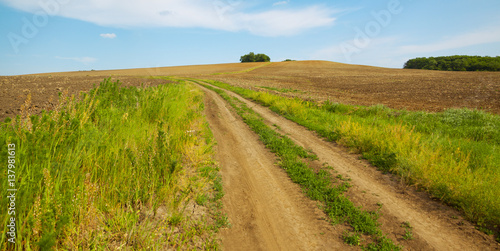 Russia  the road among fields