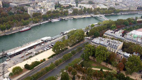 Paris aerial view of Seine river and bridges Alma and Debilly. Paris  France
