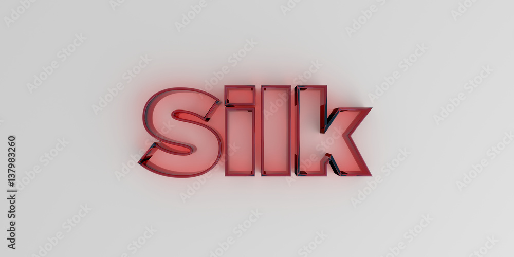 Silk - Red glass text on white background - 3D rendered royalty free stock image. Silk - Red glass text on white background - 3D rendered royalty free stock image.