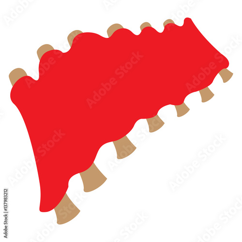 Isolated barbecue ribs on a white background, Vector illustration