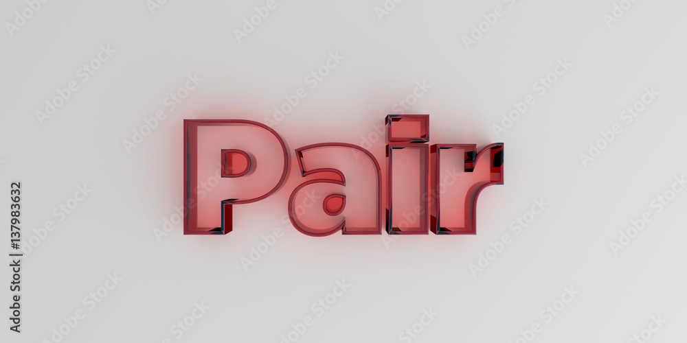 Pair - Red glass text on white background - 3D rendered royalty free stock image. Pair - Red glass text on white background - 3D rendered royalty free stock image.