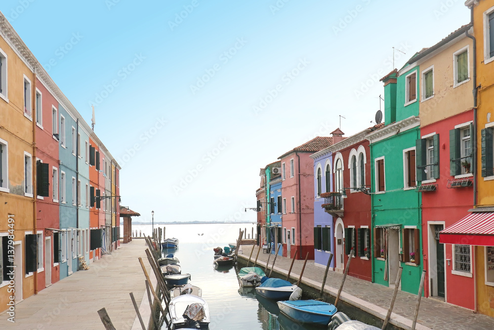 Colorful Burano canal street