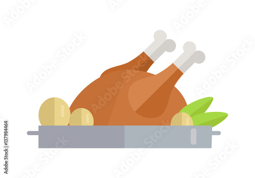 Fried Poultry Vector Illustration in Flat Design 