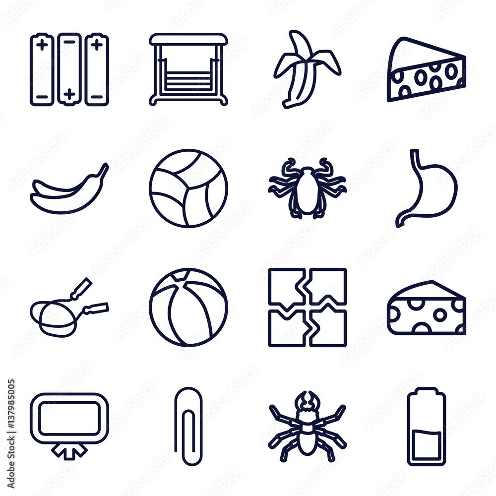 Obraz premium Set of 16 painting outline icons