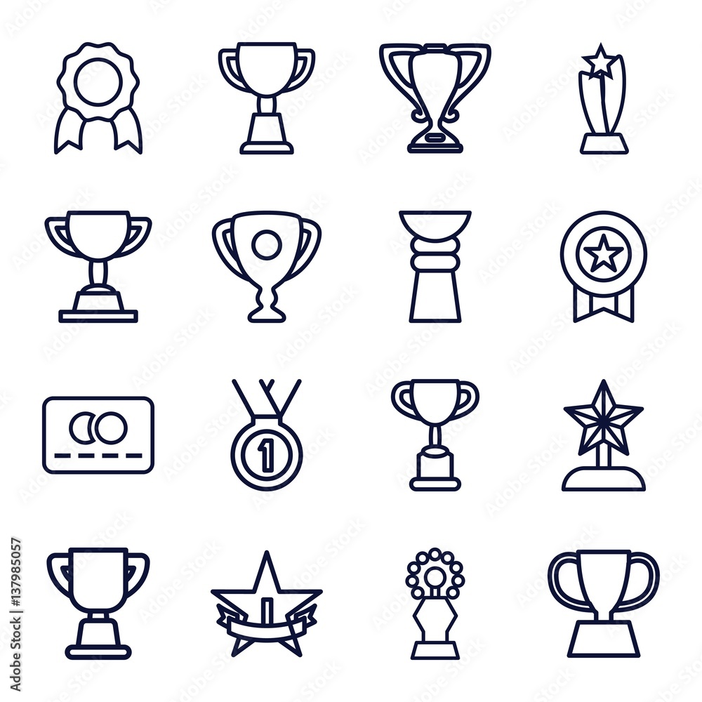 Set of 16 reward outline icons Set of 16 reward outline icons