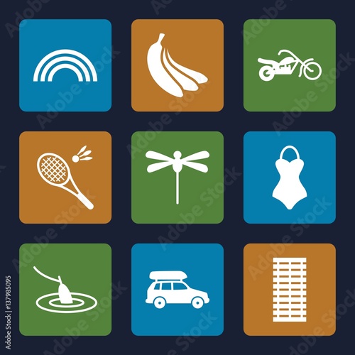 Set of 9 Summer filled icons