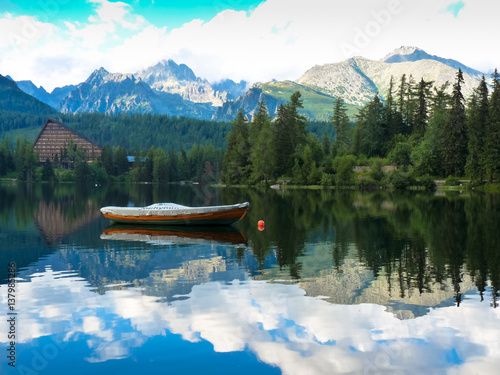 Lake Strbske pleso in Tatras mountains.