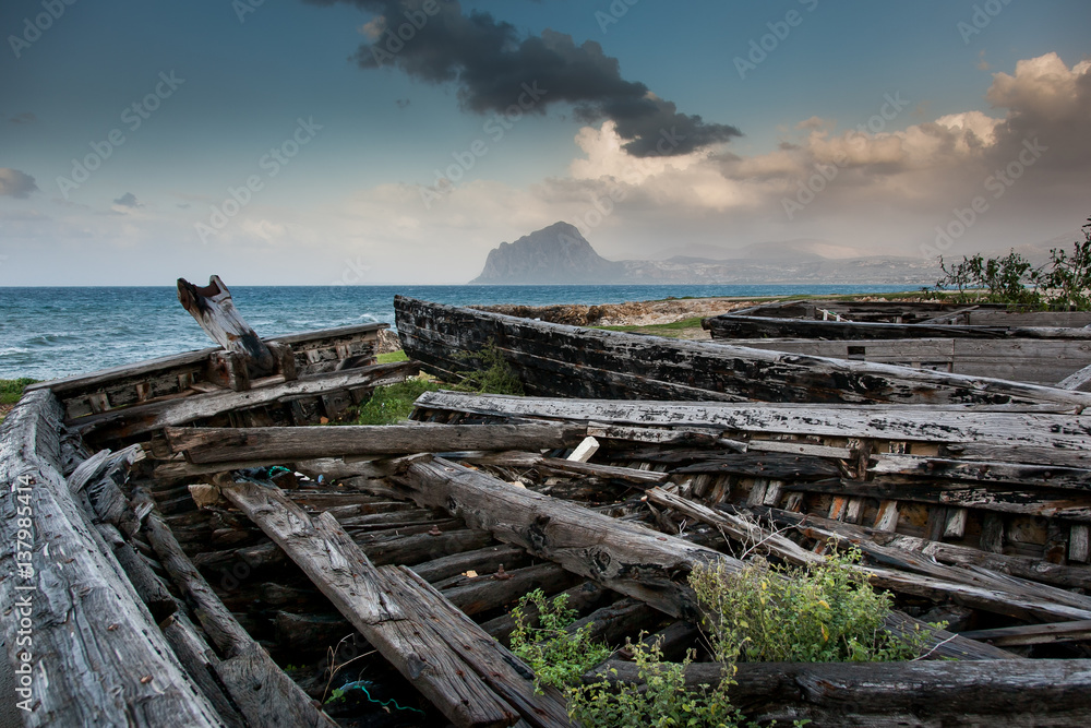 Bonagia, Trapani, Sicily - Old wooden boats Bonagia, Trapani, Sicily - Old wooden boats