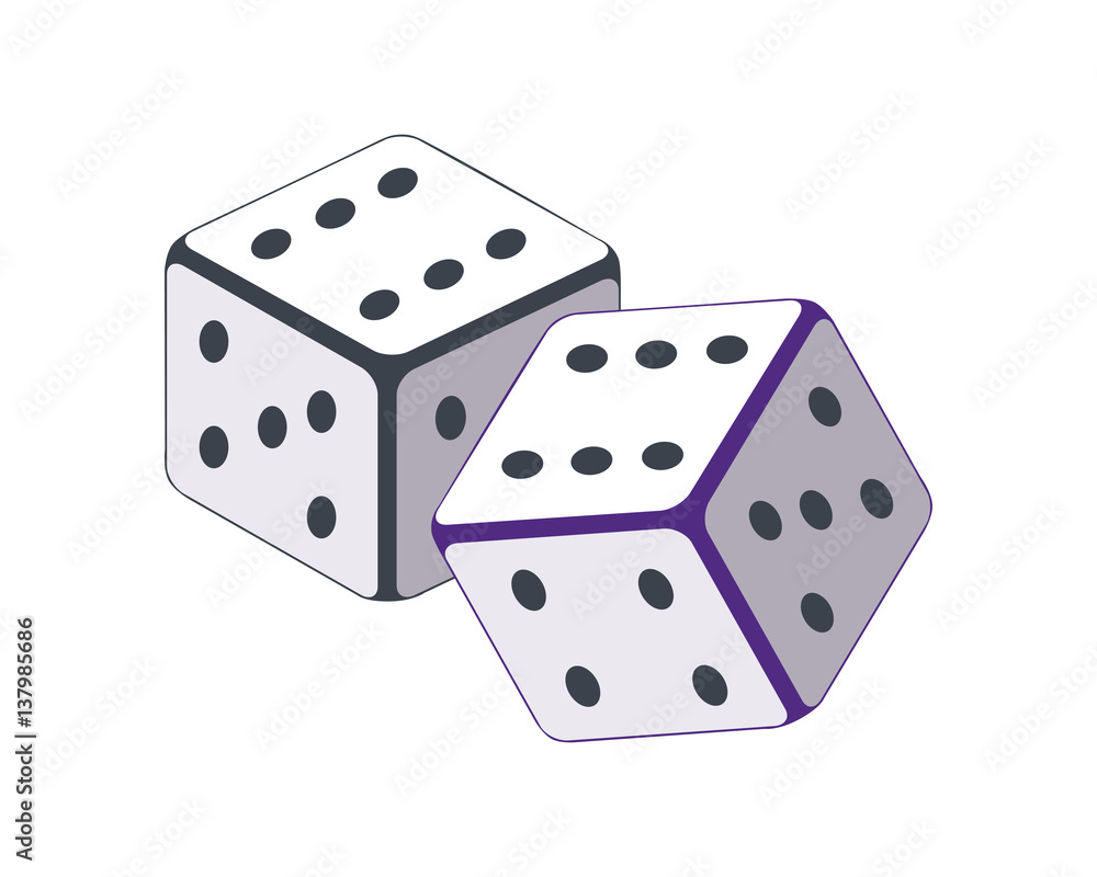 Dice Vector Illustration In Flat Design. Dice Vector Illustration In Flat Design.