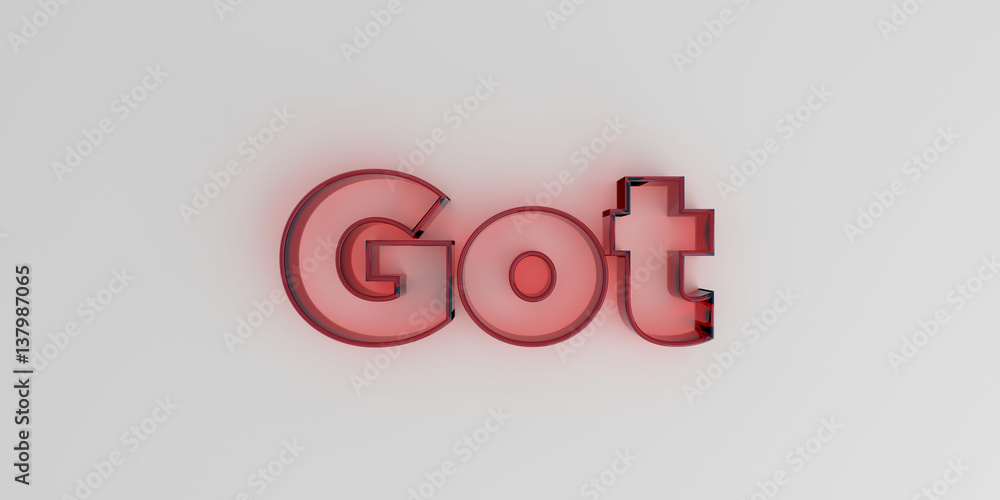 Got - Red glass text on white background - 3D rendered royalty free stock image. Got - Red glass text on white background - 3D rendered royalty free stock image.