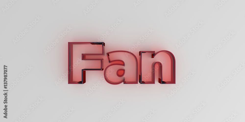 Fan - Red glass text on white background - 3D rendered royalty free stock image. Fan - Red glass text on white background - 3D rendered royalty free stock image.