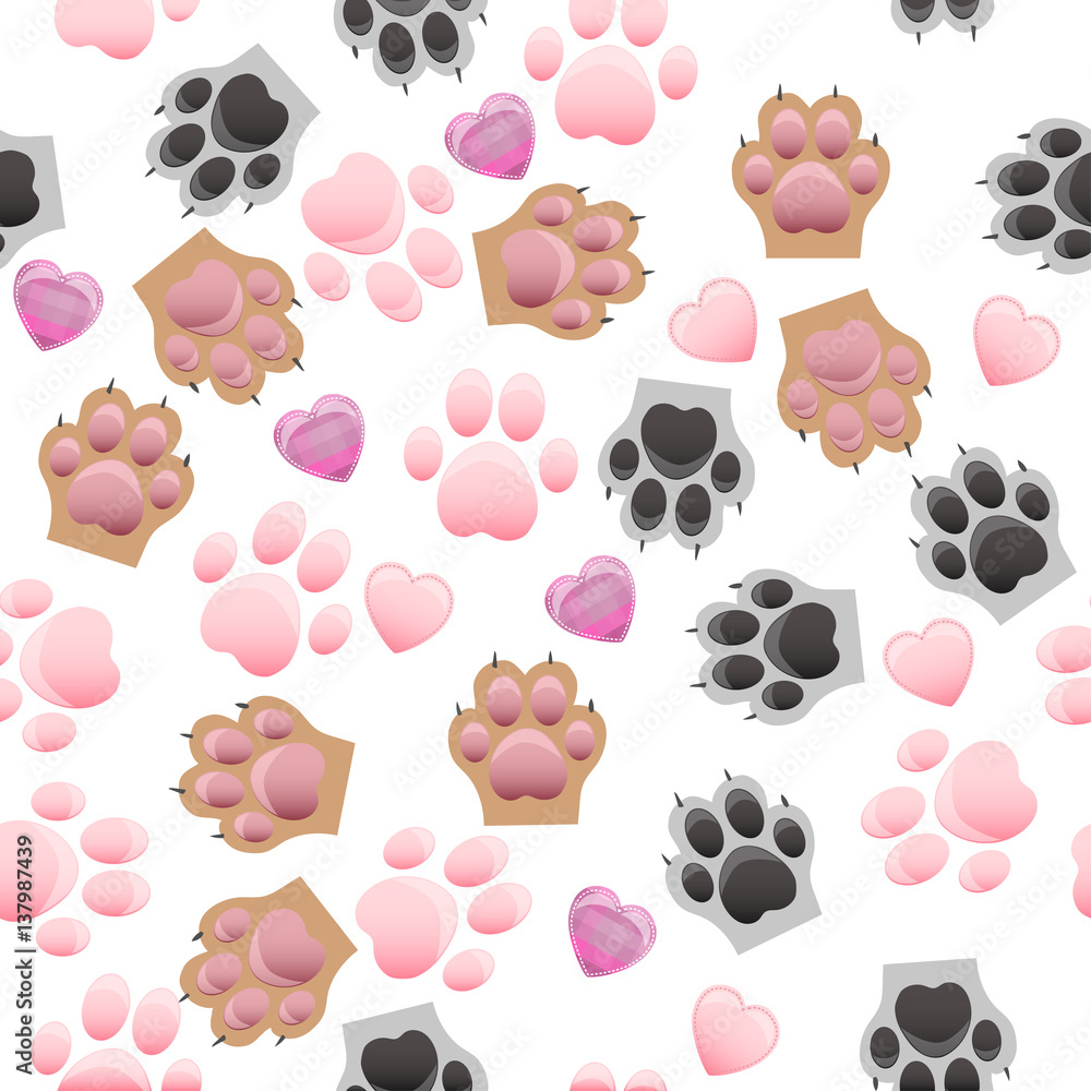 Fototapeta premium cat and dog paw print with claws